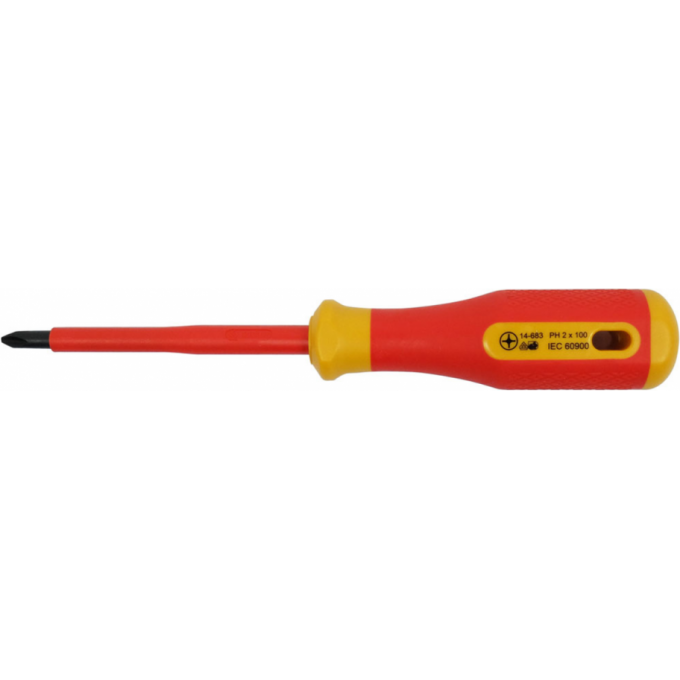 Отвертка диэлектрическая крестовая PH2 BERNSTEIN для работы под напряжением до 1000 В B14-683VDE