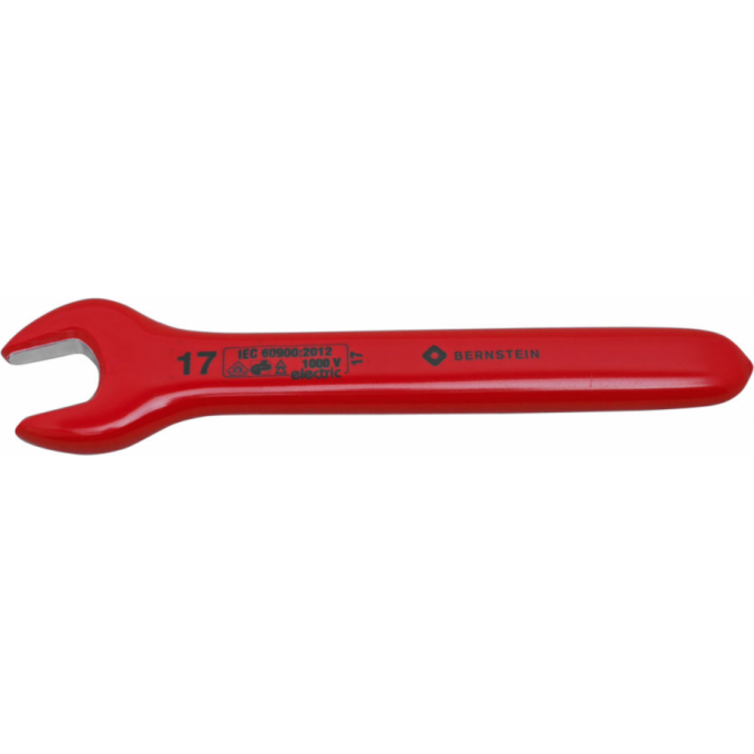 Гаечный ключ рожковый диэлектрический BERNSTEIN для работы под напряжением до 1000 В, размер зева 17.0 мм B16-512VDE