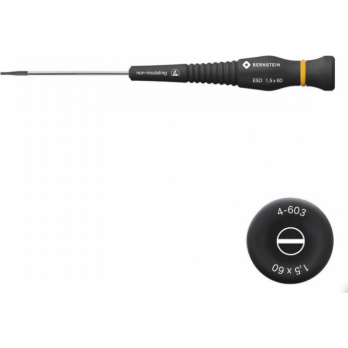 Отвертка шлицевая антистатическая ESD BERNSTEIN с вращающейся рукояткой 0.25x1.5 мм B4-603
