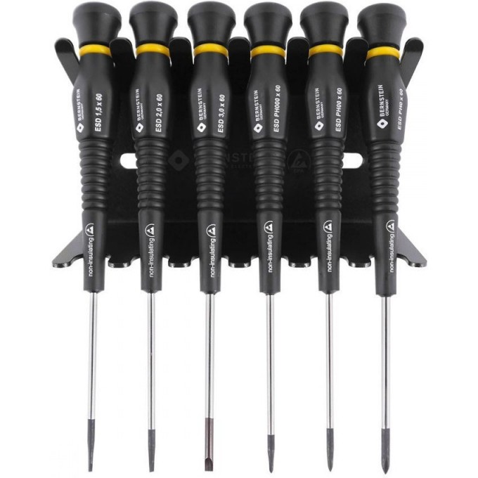Набор антистатических отверток BERNSTEIN ESD с вращающейся рукояткой для точной механики B4-620