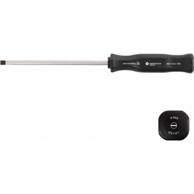 Отвертка шлицевая антистатическая ESD BERNSTEIN с вращающейся рукояткой 5 B4-633