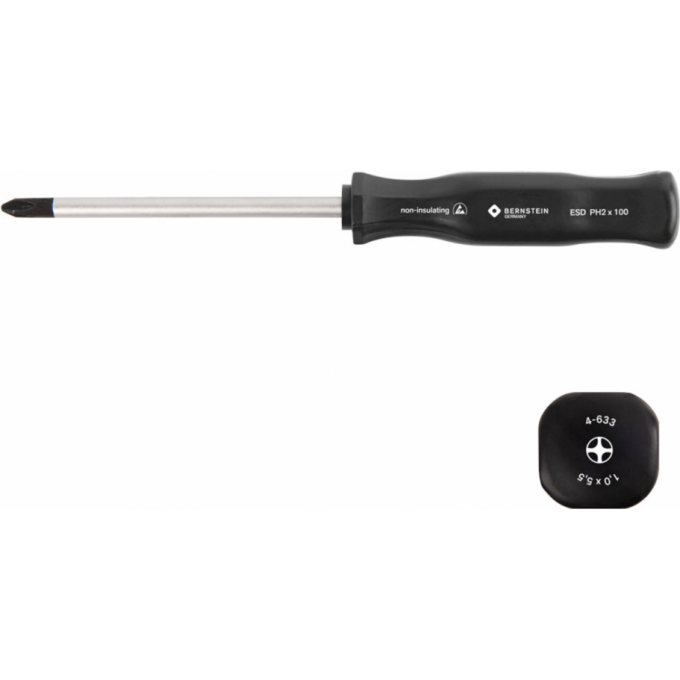 Отвертка крестовая антистатическая ESD BERNSTEIN PH2 ⌀2.5 мм 100 мм B4-653
