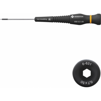 Отвертка шестигранная антистатическая ESD BERNSTEIN с вращающейся рукояткой ⌀0,7 мм B6-631
