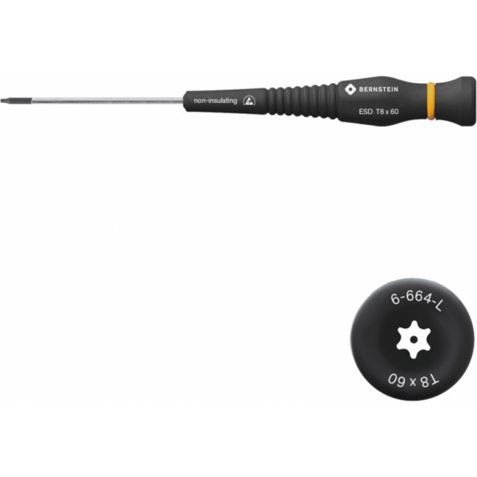 Отвертка антистатическая ESD TORX T8 BERNSTEIN с вращающейся рукояткой B6-664L